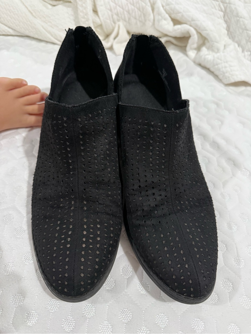 Women’s Black Perforated Ankle Booties
